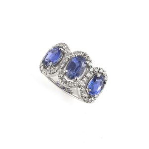 18k White Gold Sapphire and Diamond Dress Ring