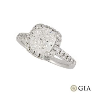 18k White Gold Cushion Cut Diamond Ring 1.94ct H/VS1