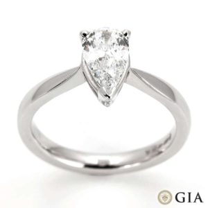 18k White Gold Pear Cut Diamond Ring 1.01ct D/VS2